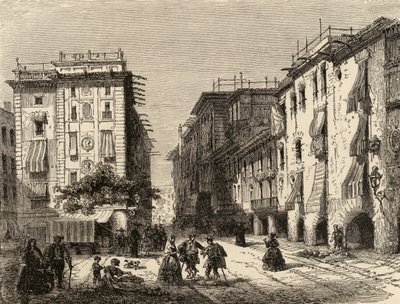 Gade i Barcelona, illustration fra 