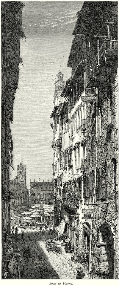 Gade i Verona (kobberstik) af English School