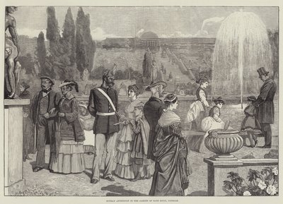 Søndag eftermiddag i Sans Soucis have, Potsdam (gravering) af English School