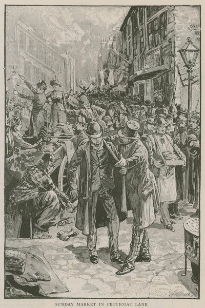 Søndagsmarked i Petticoat Lane af English School