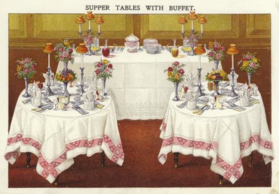 Abendessenstische mit Buffet von English School