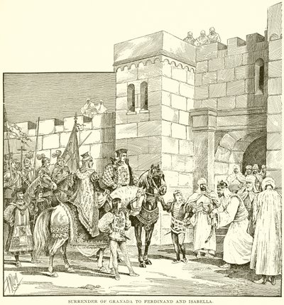 Overgivelse af Granada til Ferdinand og Isabella af English School