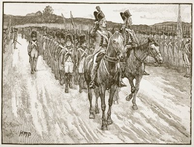 Surrender of Lord Cornwallis, York Town, 1781, illustration fra Cassells Illustrated History of England (sepiafoto) af English School