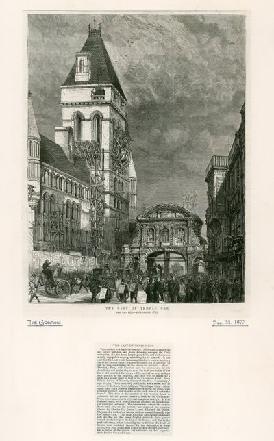 Temple Bar, London. Nedrivning, 1877 af English School
