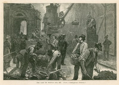 Temple Bar, London, nedrivning, 1877 af English School
