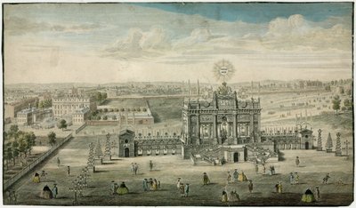Tempel til ære for freden i Aix la Chapelle 1749 af English School