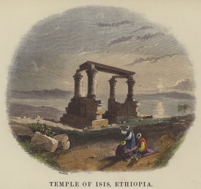 Temple of Isis, Etiopien (farvet gravering) af English School