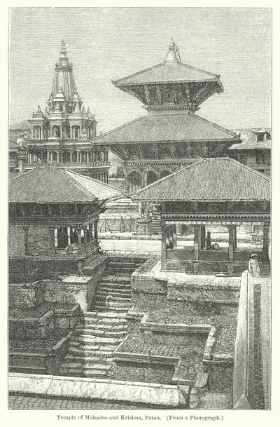 Mahadeos og Krishnas tempel, Patan (gravering) af English School