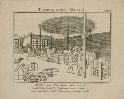 Tempel der Musen, Lackington Allen & Co, Finsbury Square von English School