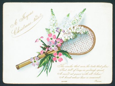 Tennisketcher og blomster, julekort. af English School