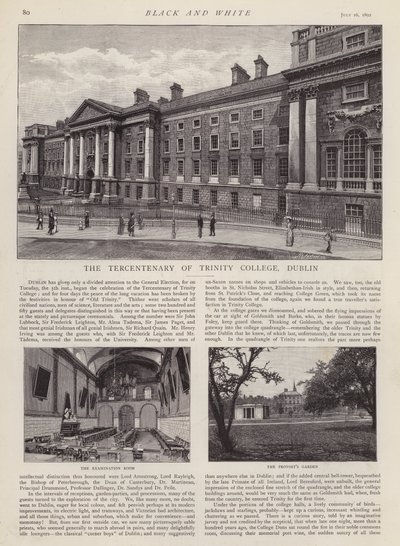 Tercentenary of Trinity College, Dublin, Irland (litho) af English School