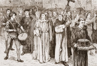 Tetzels Procession, illustration fra The History of Protestantism af James Aitken Wylie (1808-1890), pub. 1878 af English School