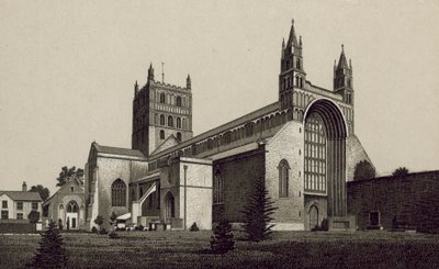 Tewkesbury Abbey (litografi) af English School