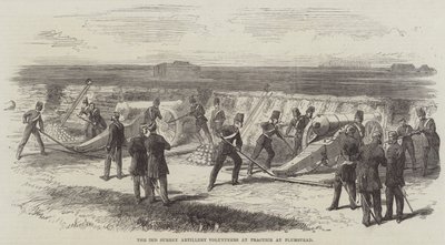 The 2nd Surrey Artillery Volunteers at Practice at Plumstead (gravering) af English School