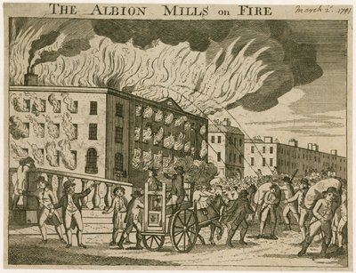 Albion-møllerne i brand af English School