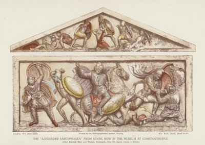 "Alexander Sarcophagus" fra Sidon (farve litho) af English School