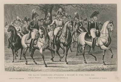 De allierede suveræner deltager i en anmeldelse i Hyde Park, 1814 af English School