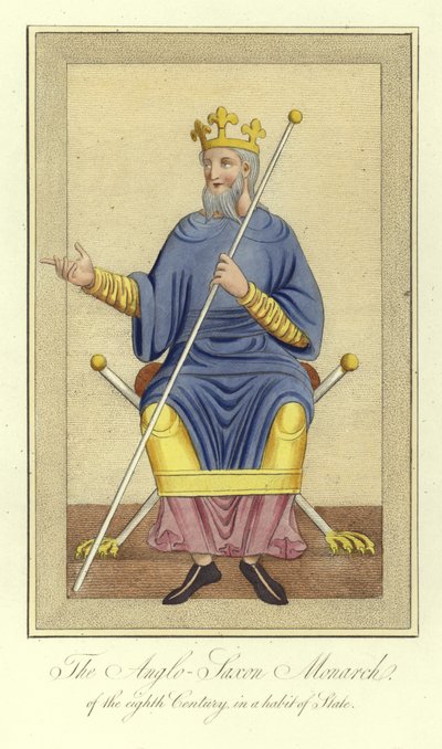 Den angelsaksiske monark i det 8. århundrede i en statsvane af English School