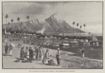 Annekseringen af Hawaii af Amerika, Landing-Place, Honolulu (gravering) af English School