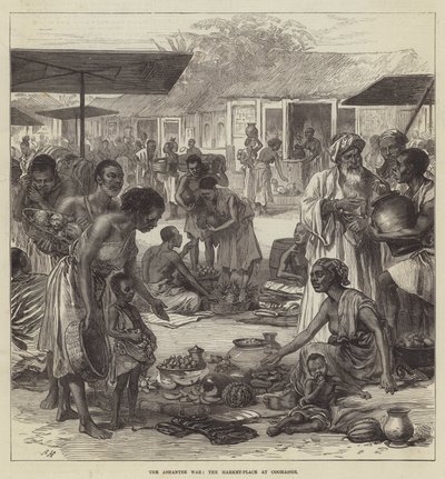 Ashantee-krigen, markedspladsen ved Coomassie (gravering) af English School