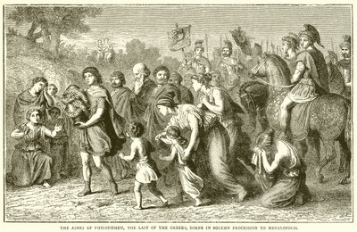 Philopoemens aske, den sidste af grækerne, født i højtidelig procession til Megalopolis af English School