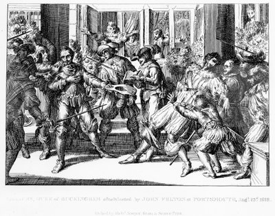 Mordet på George Villiers, 1. hertug af Buckingham, ca. 1822 af English School