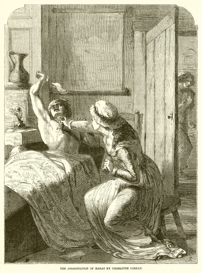 Mordet på Marat af Charlotte Corday af English School