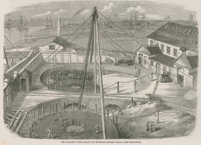 Atlanterhavskablet, klar til forsendelse, Moden Wharf, East Greenwich af English School