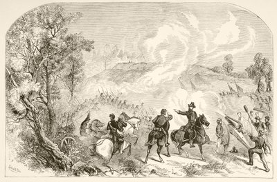 Slaget ved Gettysburg (litho) af English School