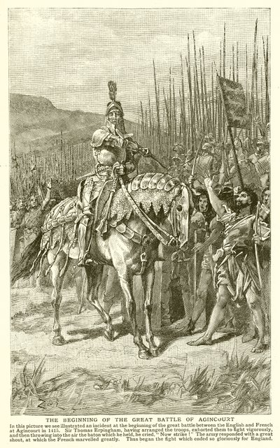 Begyndelsen af det store slag ved Agincourt af English School
