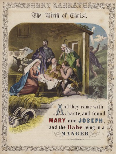 Kristi fødsel (farvet indgravering) af English School