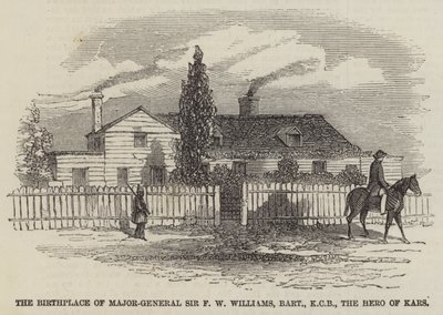Fødestedet for generalmajor Sir F W Williams, Baronet, KCB, Helten fra Kars (gravering) af English School