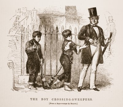 The Boy-Crossing Sweepers, fra daguerreotypiet af Richard Beard, illustration fra London Labor og London Poor af Henry Mayhew, pub. 1862 af English School