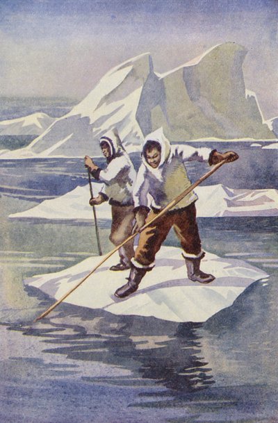 Drengene lavede en isflåde (farvelitografi) af English School