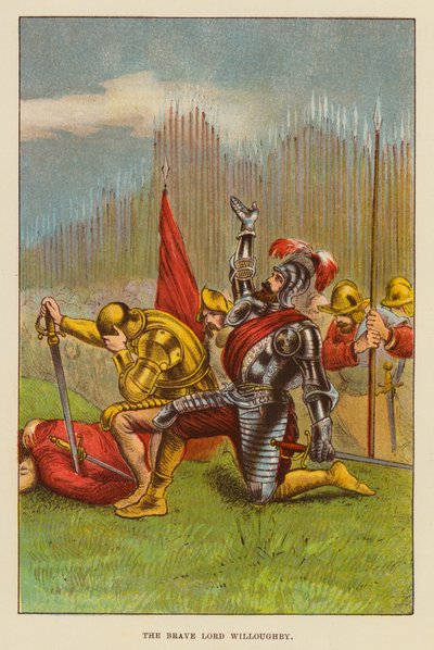 The Brave Lord Willoughby (farve litho) af English School