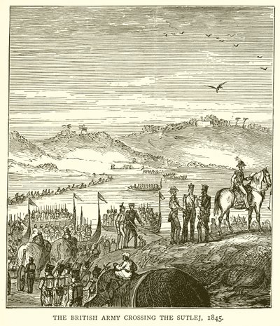 Den britiske hær krydser Sutlej, 1845 af English School