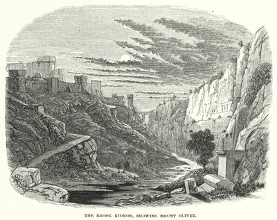 The Brook Kidron, der viser Olivenbjerget (gravering) af English School