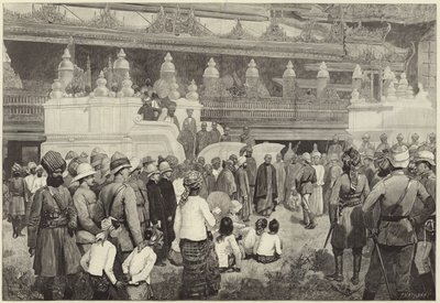 Den buddhistiske ærkebiskop af Burmah modtager Sir Frederick Roberts i klostret i Mandalay af English School