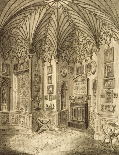 The Cabinet, graveret af T. Morris, fra Description of Strawberry Hill af Horace Walton, 1784 af English School