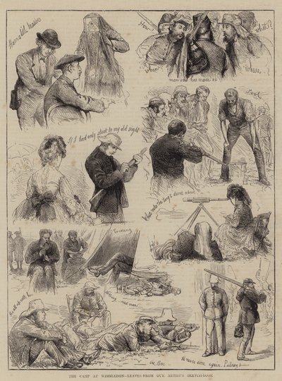 Lejren i Wimbledon, blade fra vores kunstners skitsebog (gravering) af English School