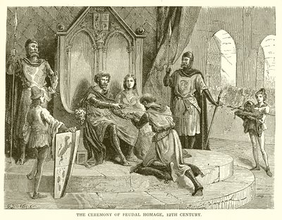 Ceremoni for feudal hyldest, 12. århundrede af English School