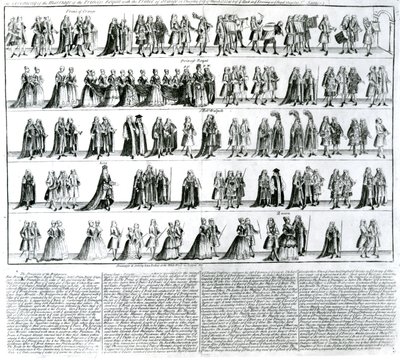 Ceremonien for Prinsesse Royals bryllup med Prinsen af Orange, 1734 af English School