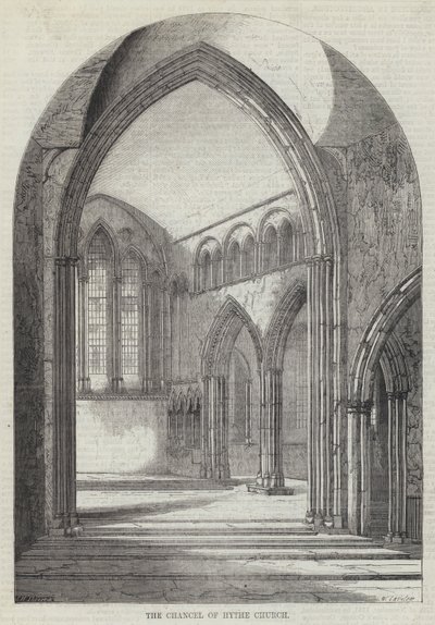 The Chancell of Hythe Church (gravering) af English School