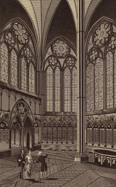 Chapter House, Salisbury Cathedral (litho) af English School
