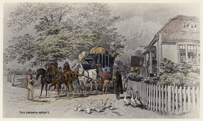 The Chequers, Horley (farve litho) af English School