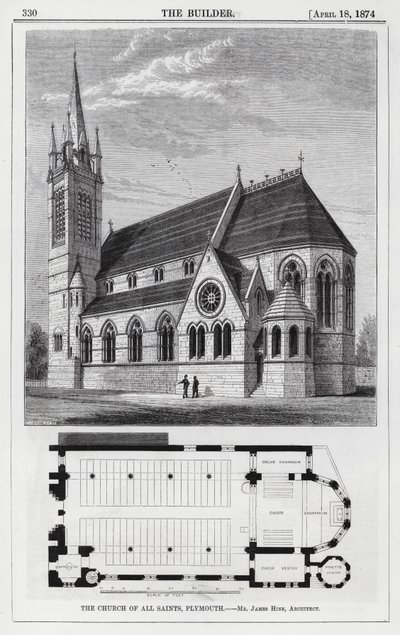 The Church of All Saints, Plymouth (gravering) af English School