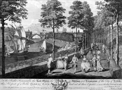 The City of York, a Noble Terrace Walk, tryk lavet af Charles Grignon, 1756 af English School