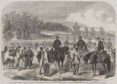 Borgerkrigen i Amerika, rekognoscering lavet af general Stoneman, ledsaget af Comte de Paris og Duc de Chartres, til Cedar Run (gravering) af English School