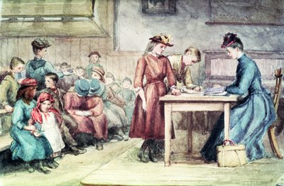 The Classroom, ca. 1880 (wc på papir) af English School