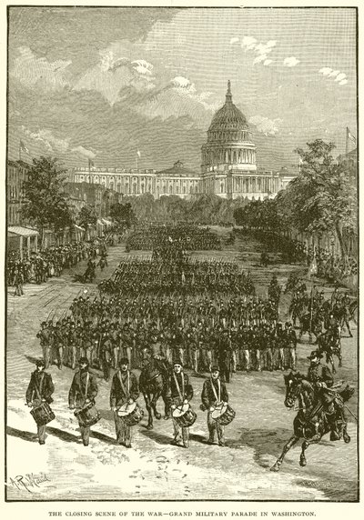 Krigens afsluttende scene - Grand Military Parade i Washington af English School
